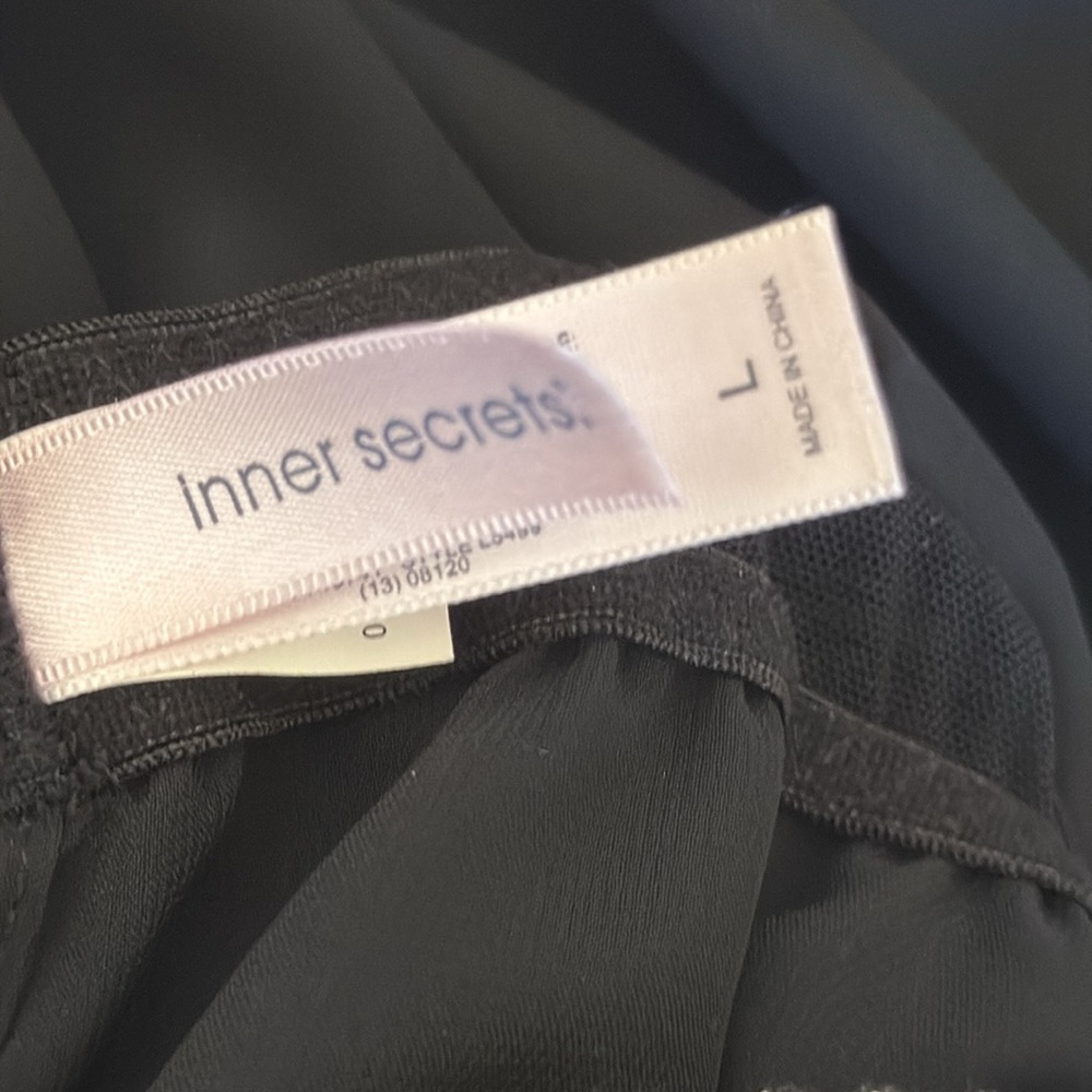Inner Secret Black Sheer Embroidered Babydoll Gown Large - Picture 6 of 6